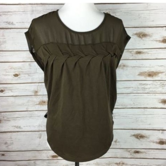 Mango Tops - MNG Brown Boho Braided Cut Out Sheer Top XS ⬇️